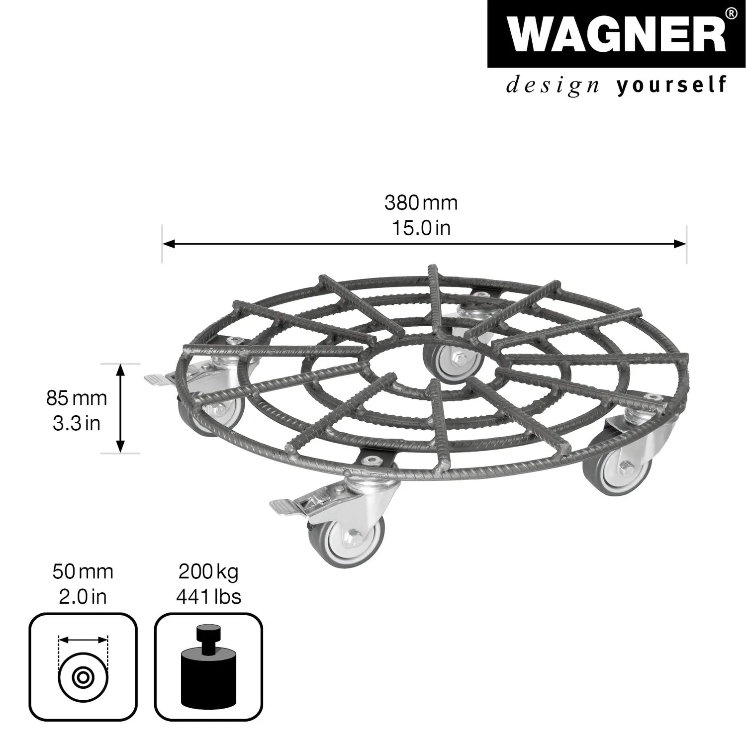 Wagner BautaHL GH 0948 sottovaso acciaio Ø 38 cm 200 kg