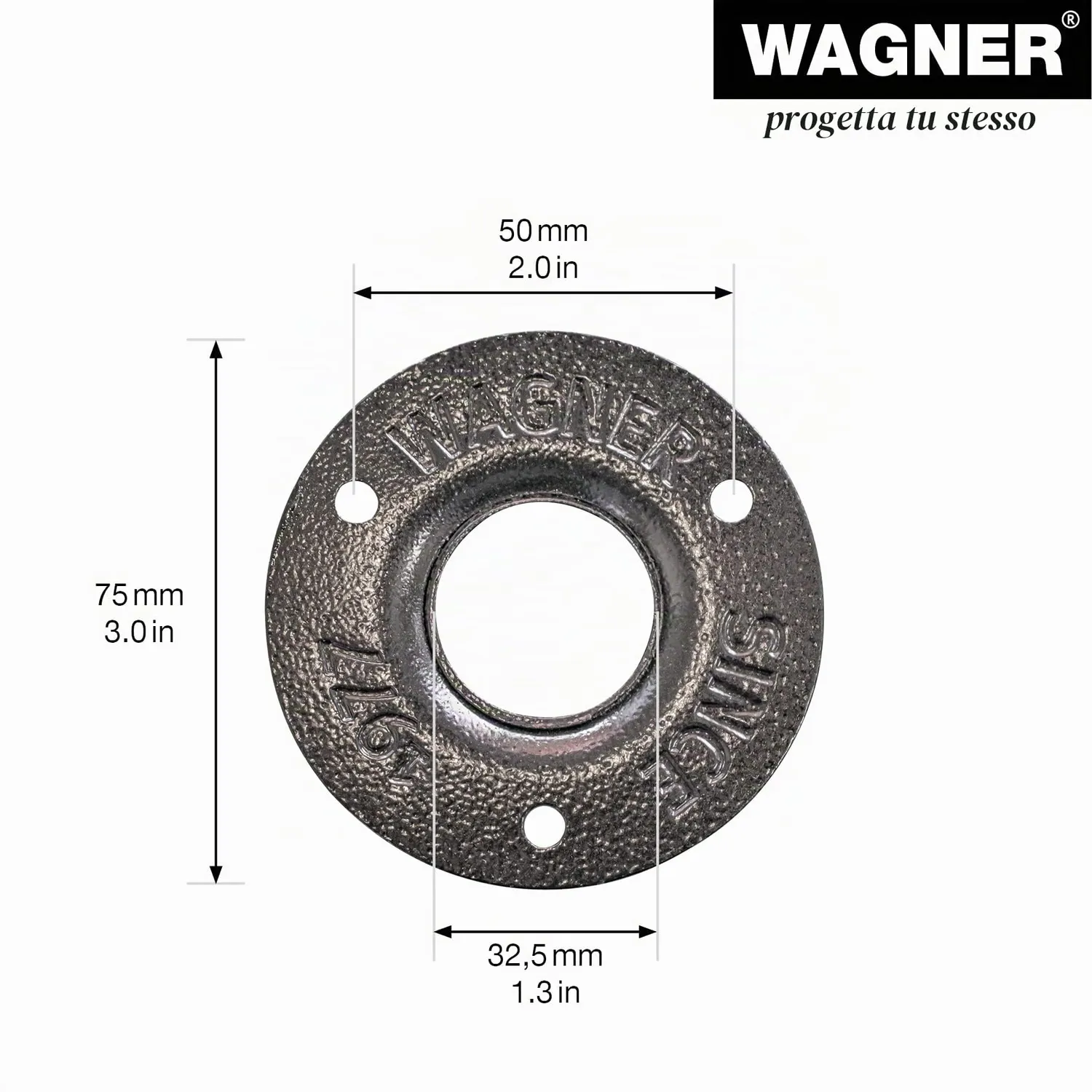 Wagner Industrial Pipe gamba mobile nera 400 mm 32 mm