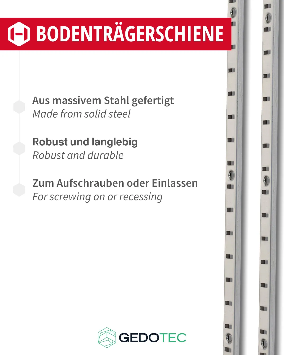 Gedotec Binario Scaffali Vari 1000 mm Nichelato 2 pz Acciaio