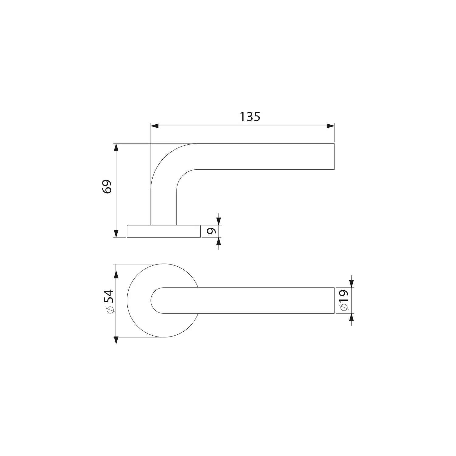 Emuca Modello L maniglie porta interna rosetta 53 mm nichel