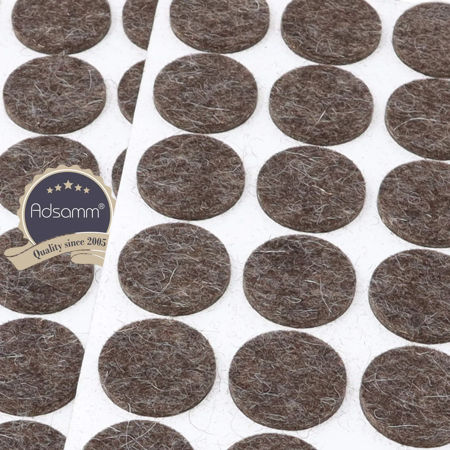 Adsamm feltrini autoadesivi tondi Ø24 mm marroni 36 pezzi lana