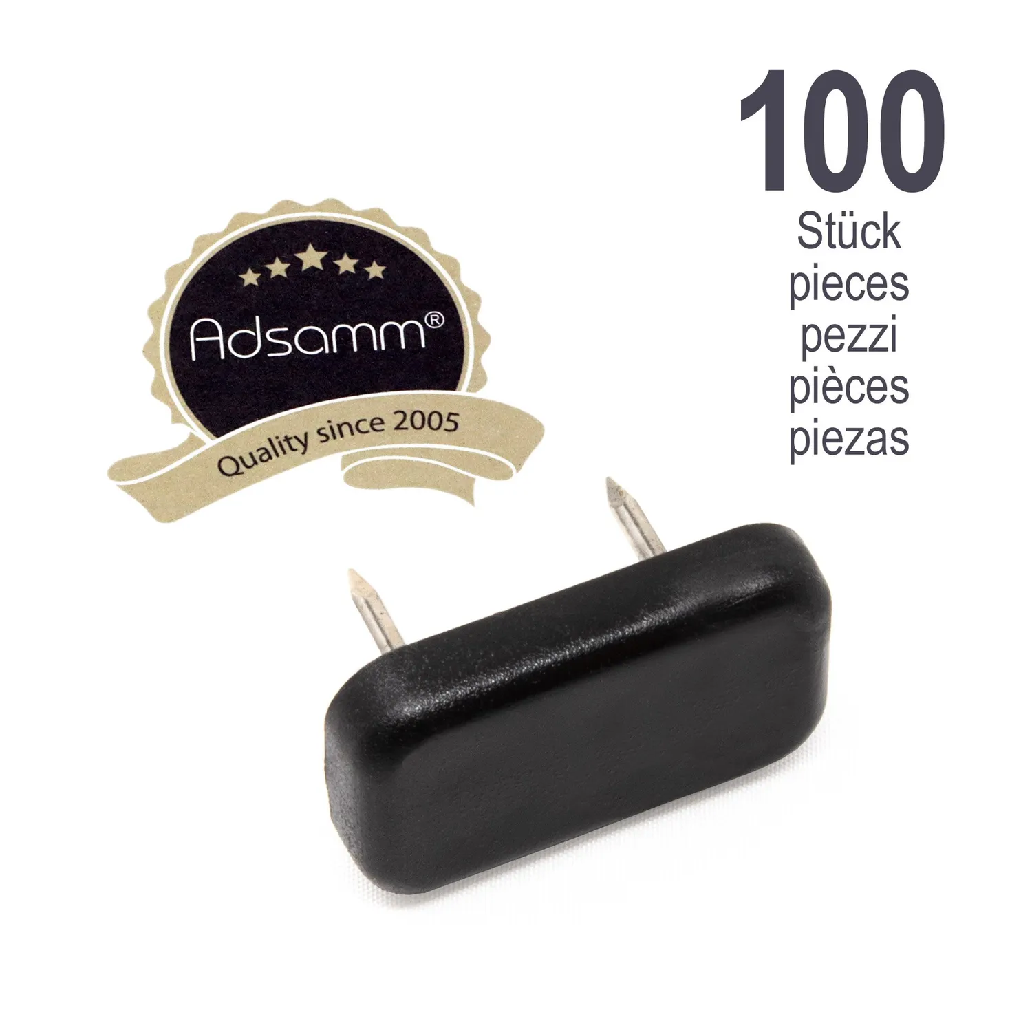 Adsamm scivoli plastica 18x30 mm neri 100 pezzi chiodo