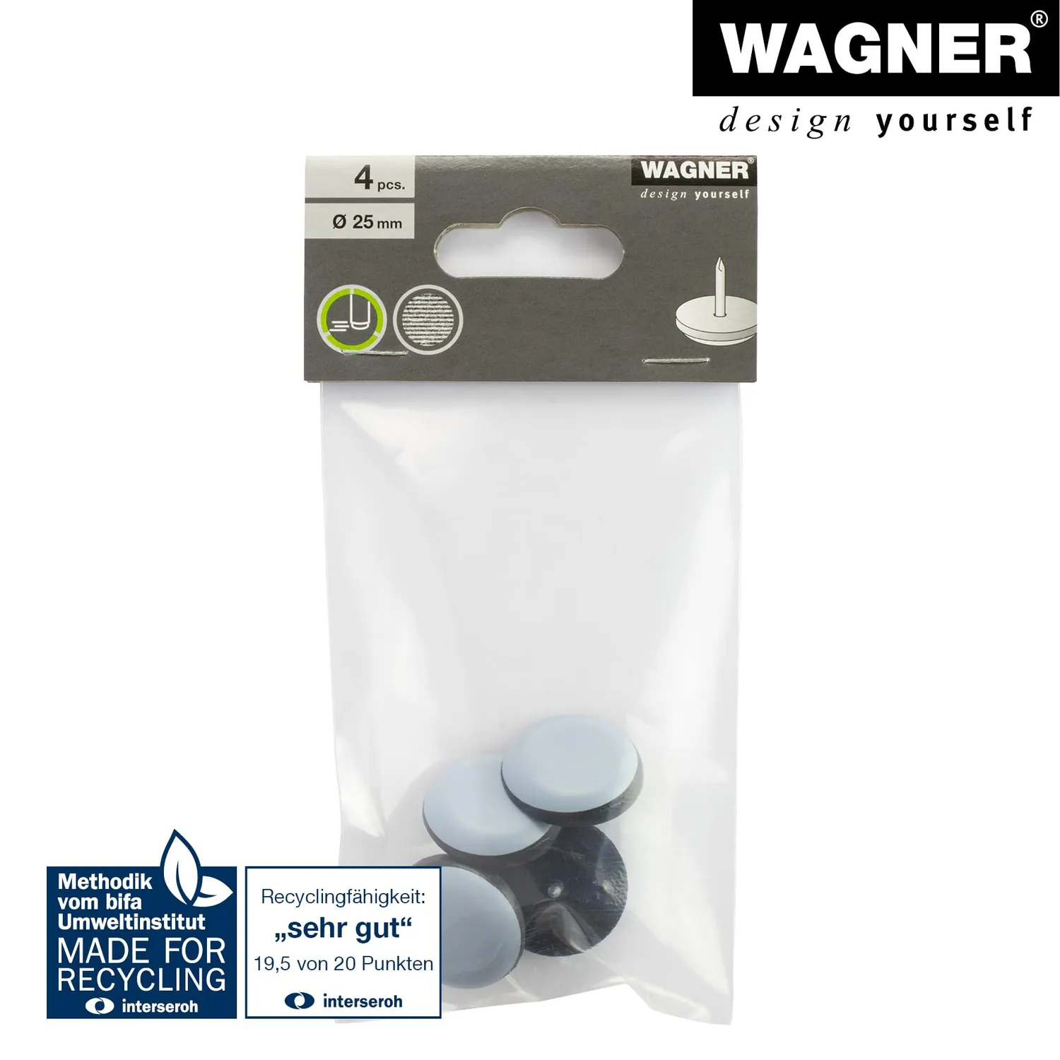 Wagner 15182599 EH 1825 pattini PTFE chiodo 25 mm 4 pezzi