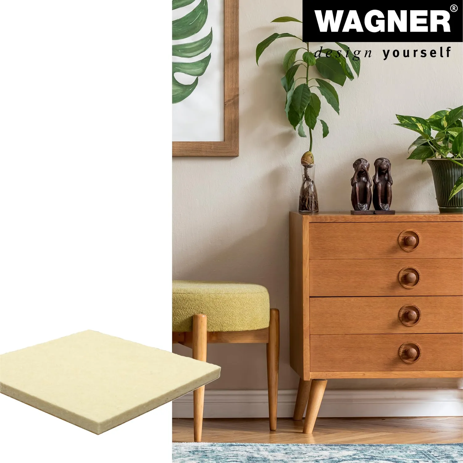 Wagner Big Pads EH 1201 feltrini adesivi 100x100 mm crema lana