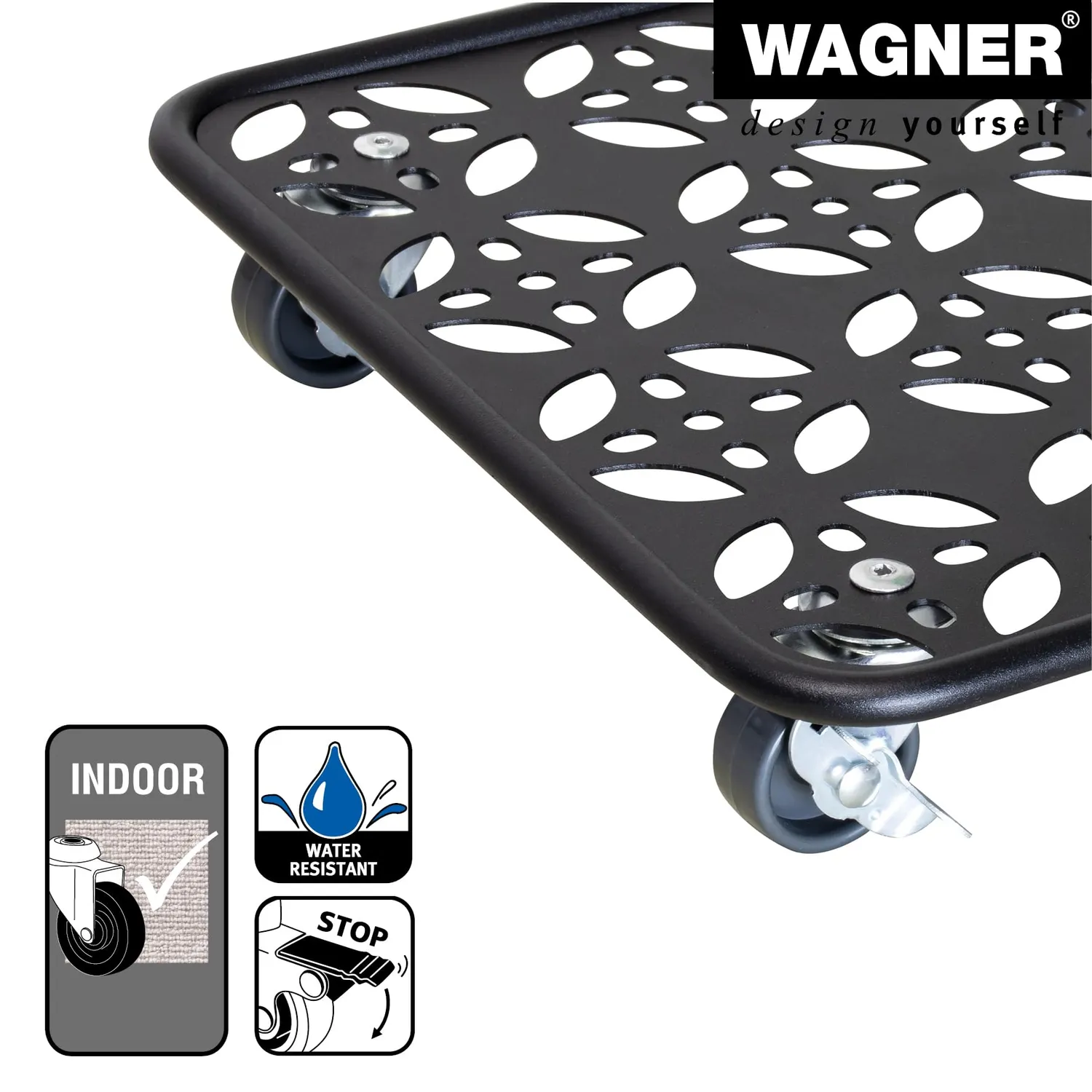 Wagner Black Flower carrello piante 30x30 cm nero 60 kg