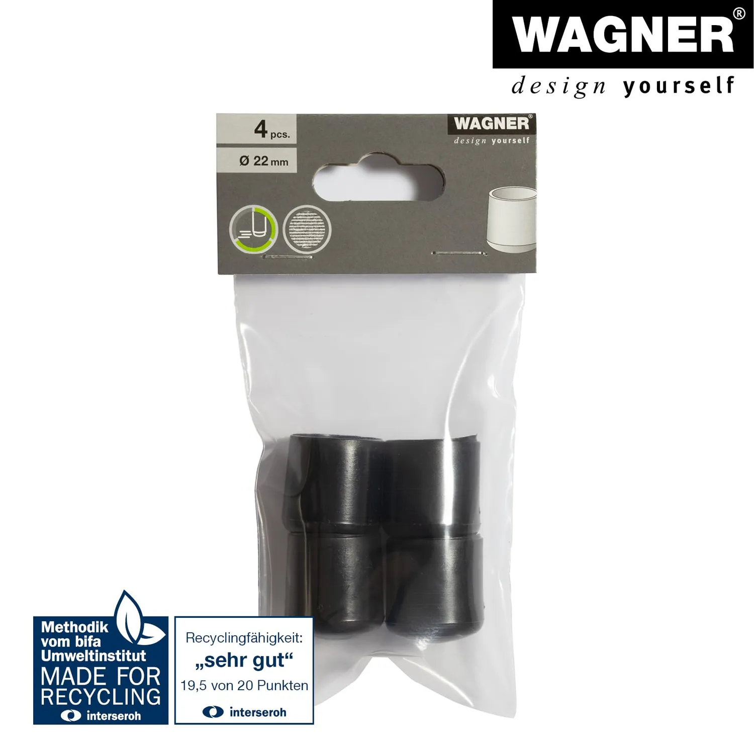 Wagner 15062299 tappi tubi tondi 4 pezzi neri plastica