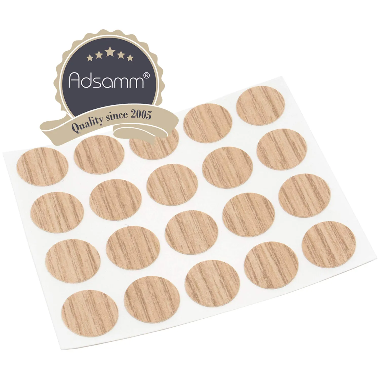 Adsamm copriforo adesivi quercia chiara Ø13 mm 20 pezzi