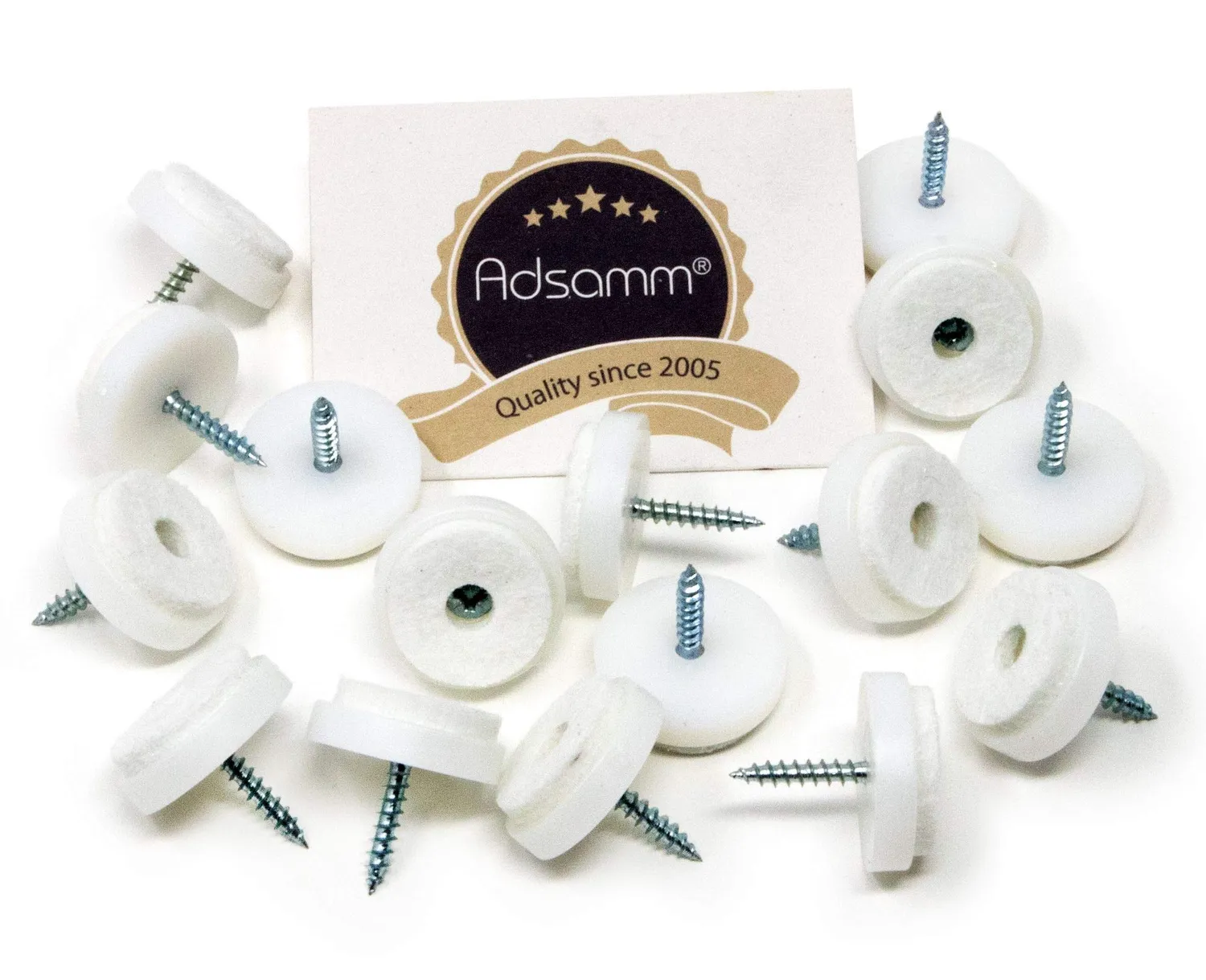 Adsamm feltrini con vite bianchi Ø24mm 16 pezzi tondi