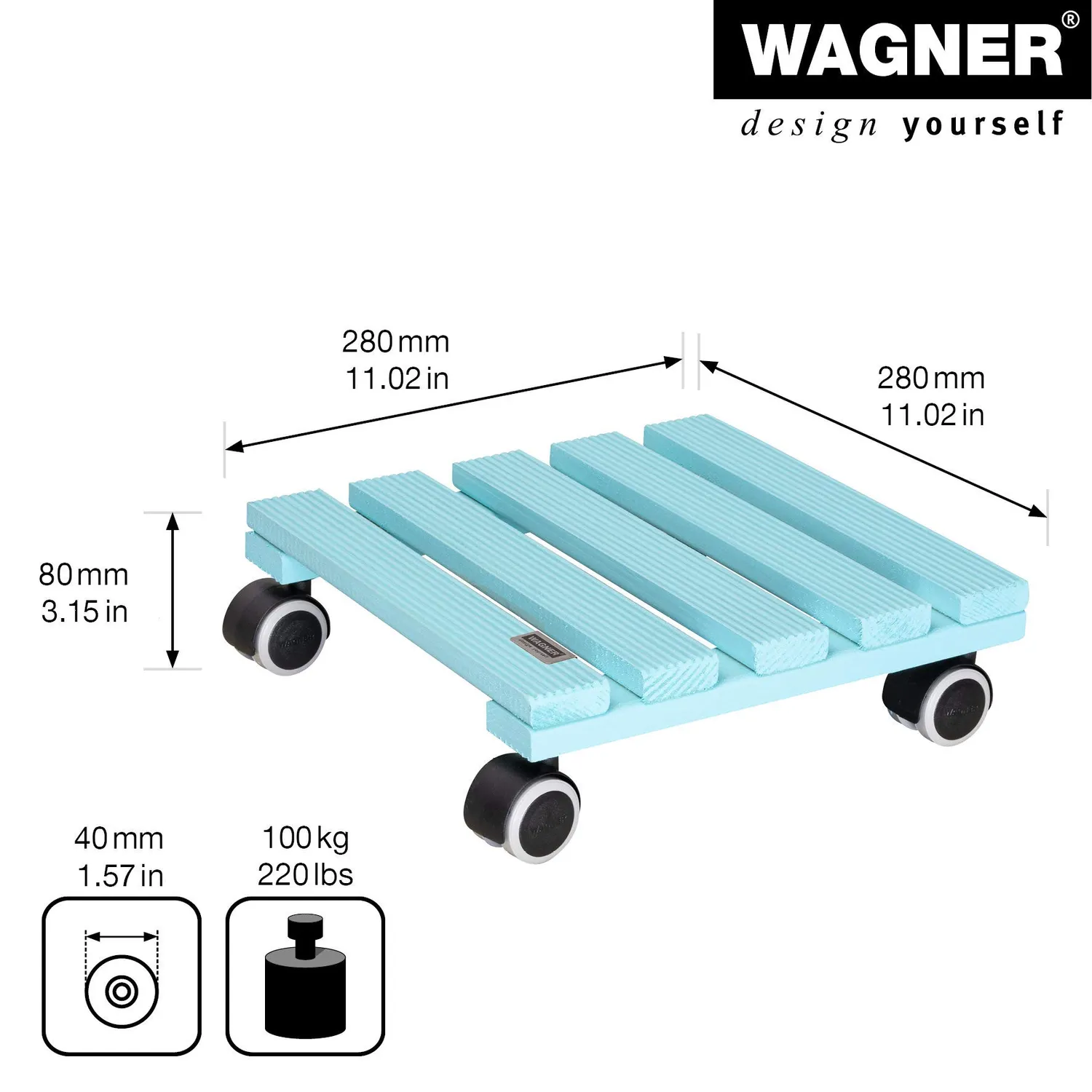 Wagner Aqua Splash carrello piante 28x28cm blu portata 100kg