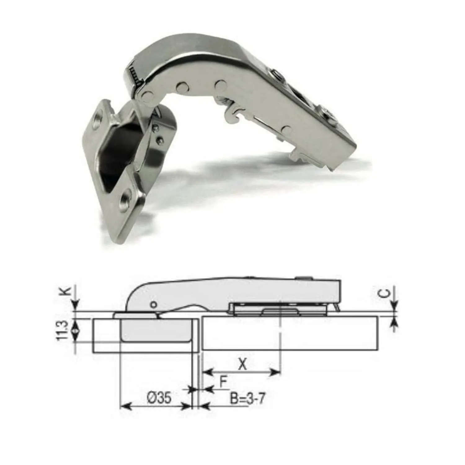 Indaux Clip cerniera ammortizzata 35 mm braccio 90° 1 pezzo