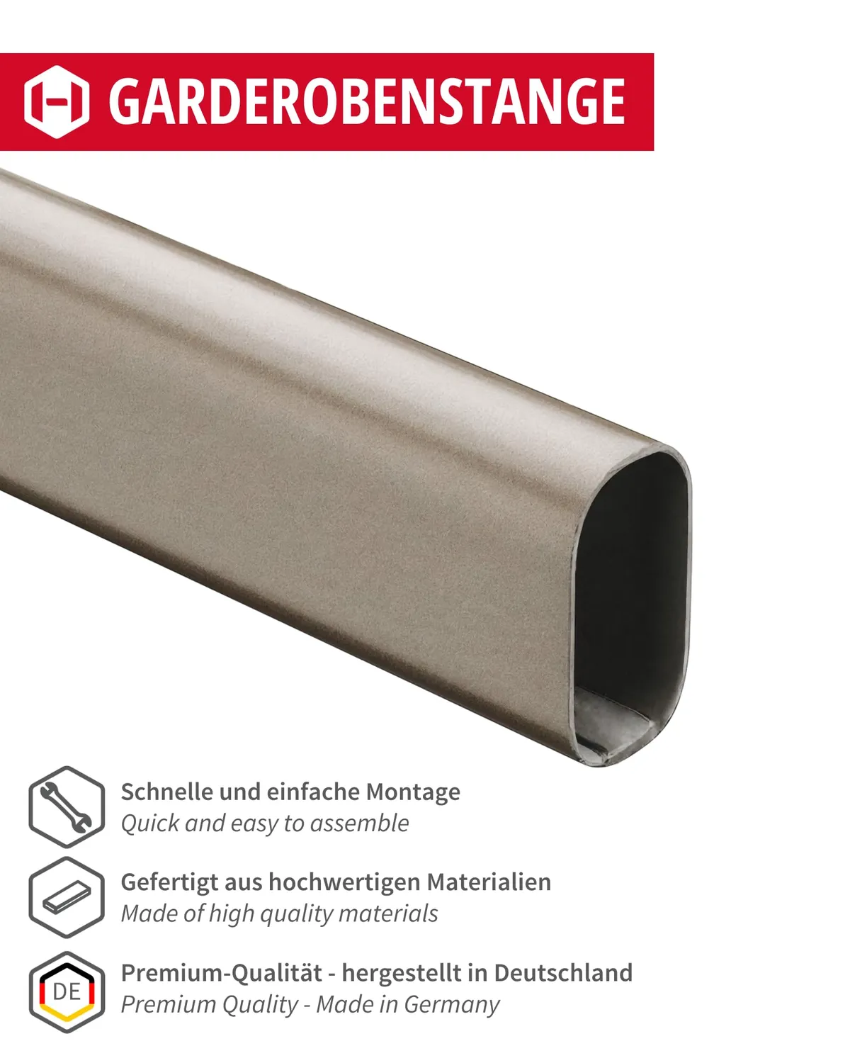 Gedotec Asta appendiabiti ovale titanio 1000 mm