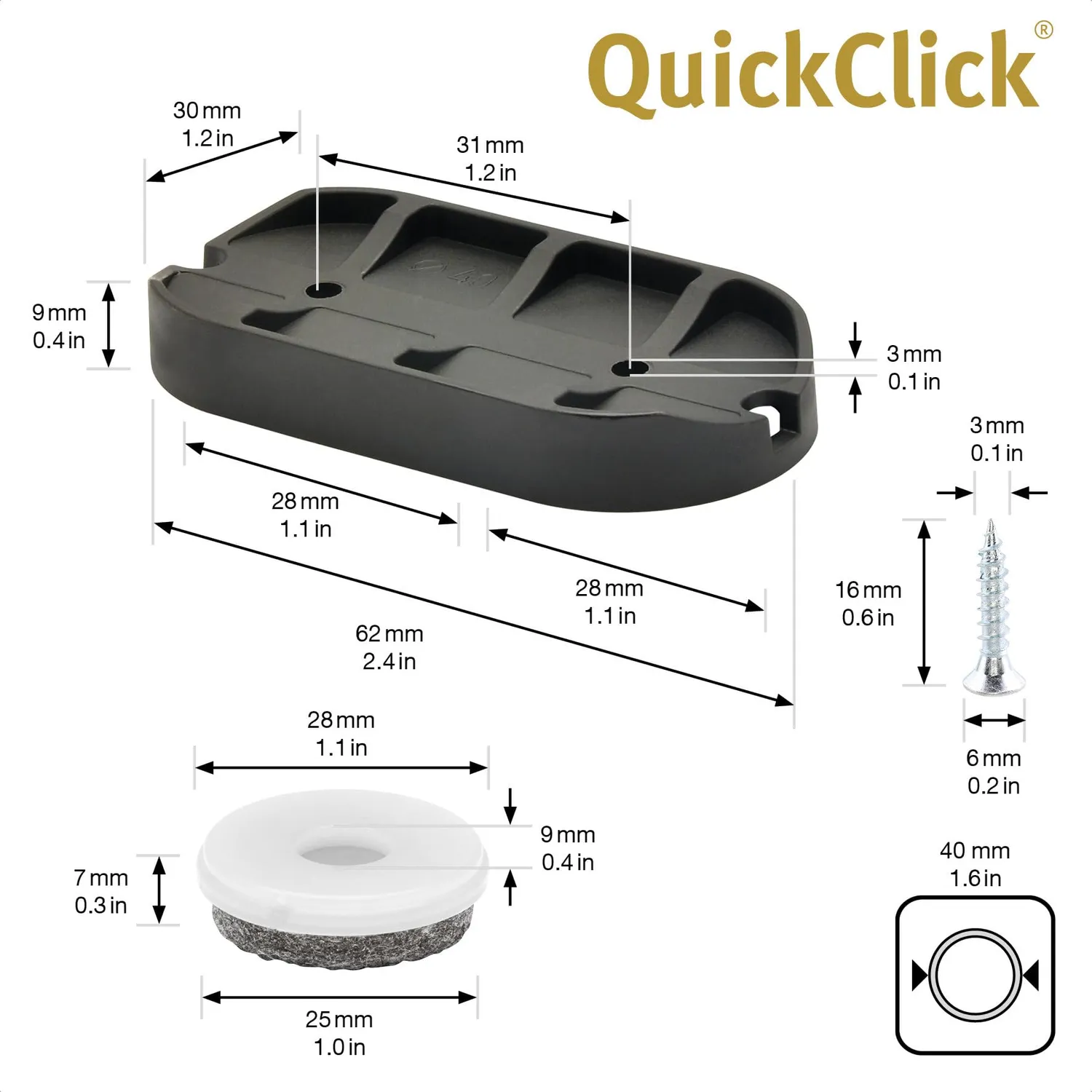 Wagner QuickClick 15831500 feltrini 62x30 mm feltro lana