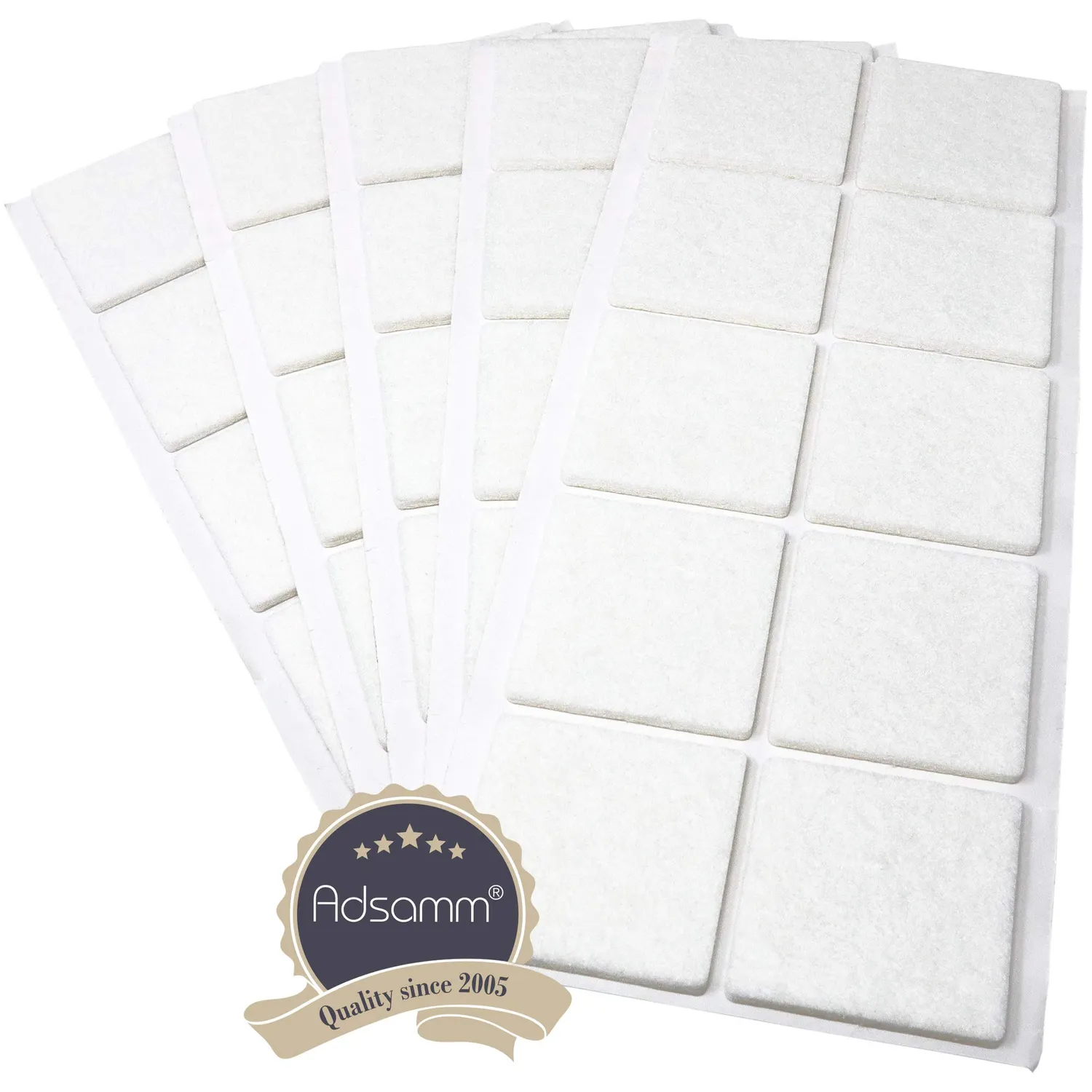 Adsamm feltrini autoadesivi quadrati 45x45 mm 50 pezzi bianchi