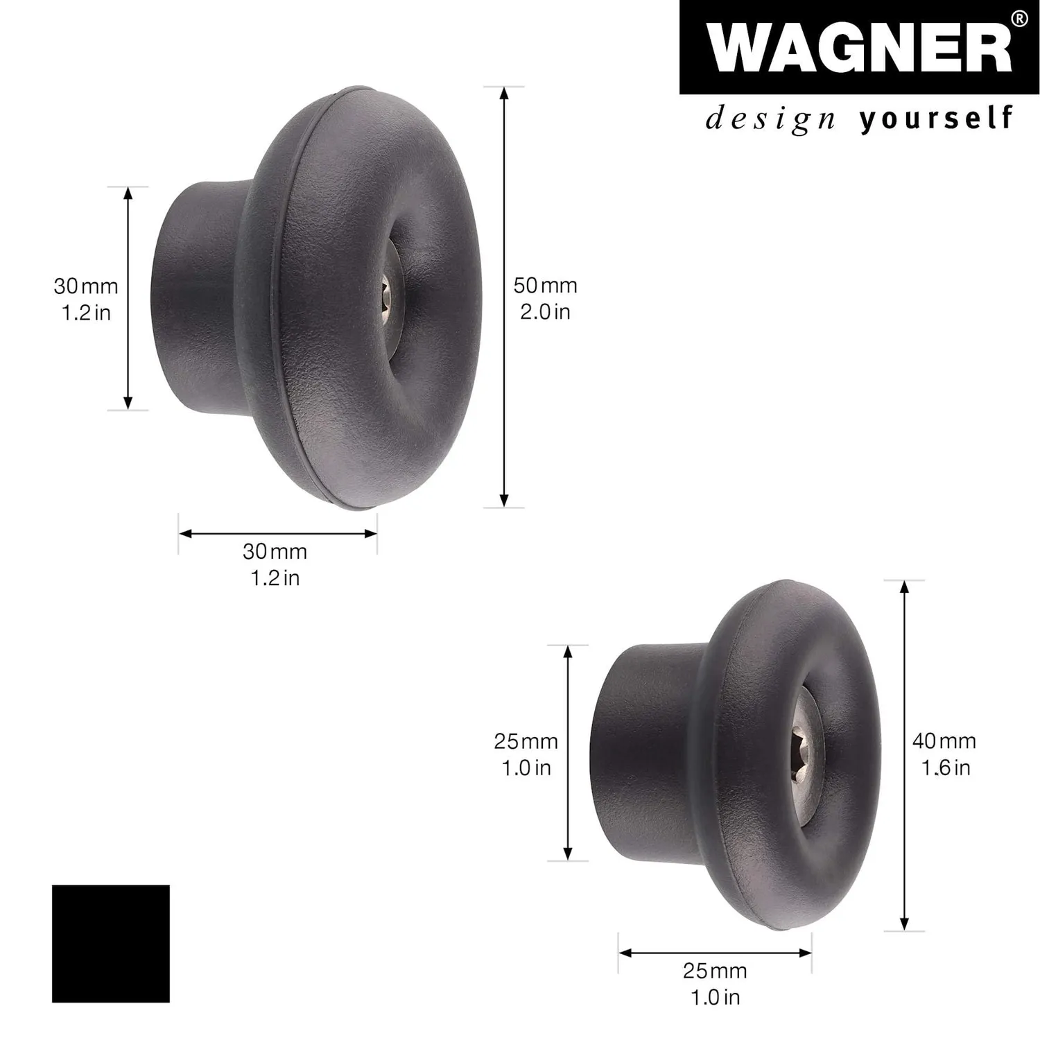 WAGNER hooks4home DOT ganci parete set 4 pezzi nero