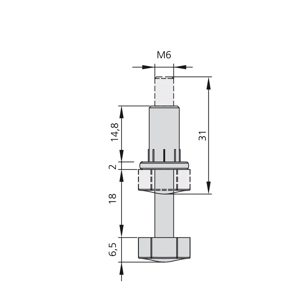 Emuca 2020015 piedino regolabile M6 20 pezzi bianco 18 mm