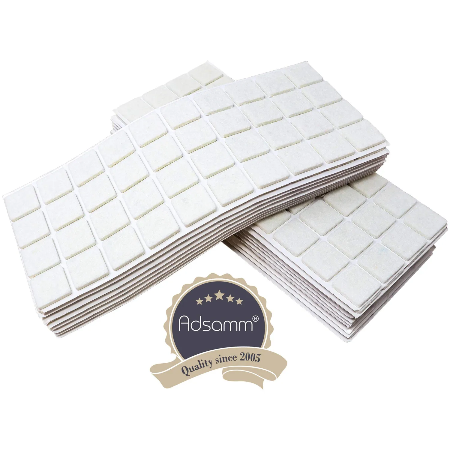 Adsamm Feltrini autoadesivi bianchi 25x25 mm 800 pezzi feltro