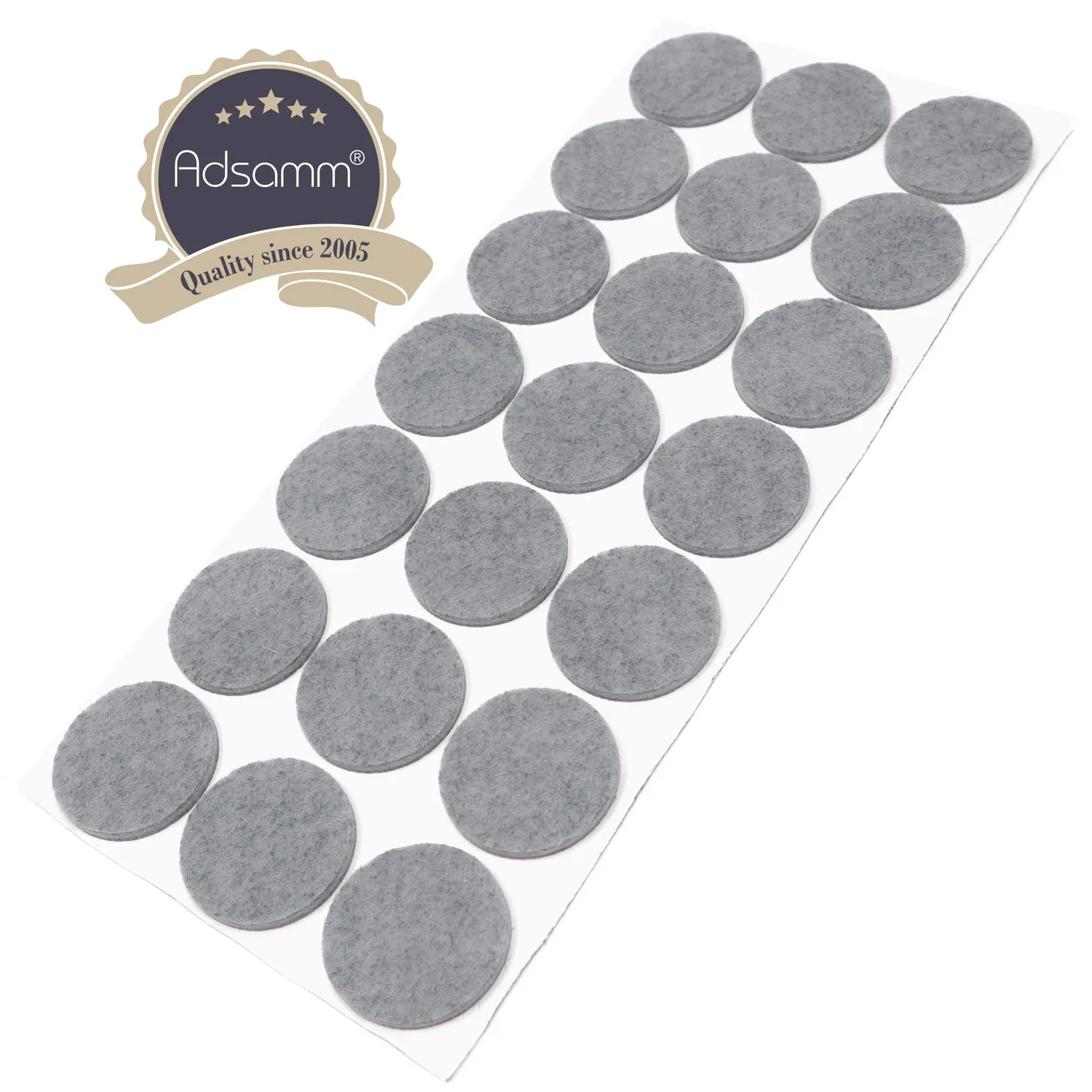 Adsamm Feltrini autoadesivi rotondi 30 mm grigi 21 pezzi