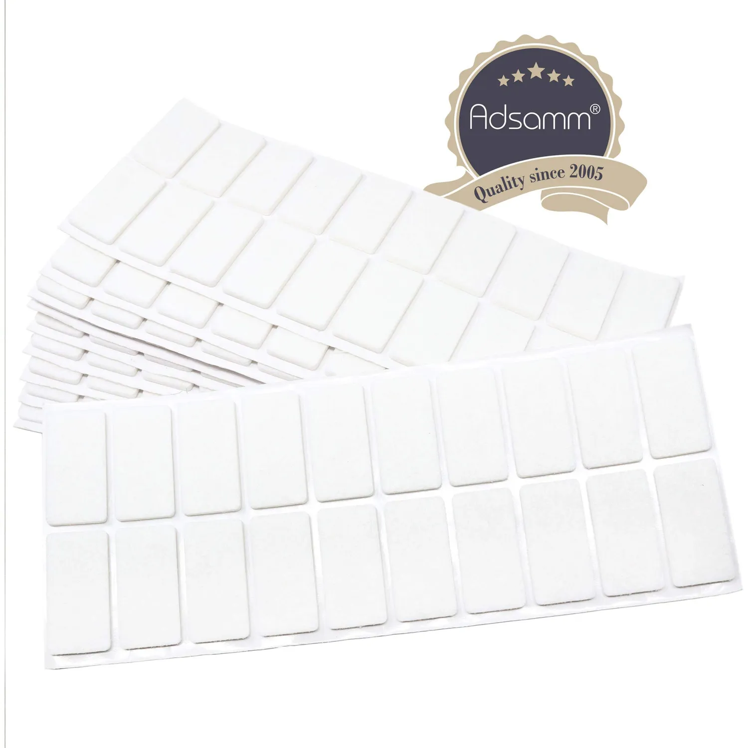 Adsamm feltrini autoadesivi rettangolari 20x40 mm bianchi 200 pezzi
