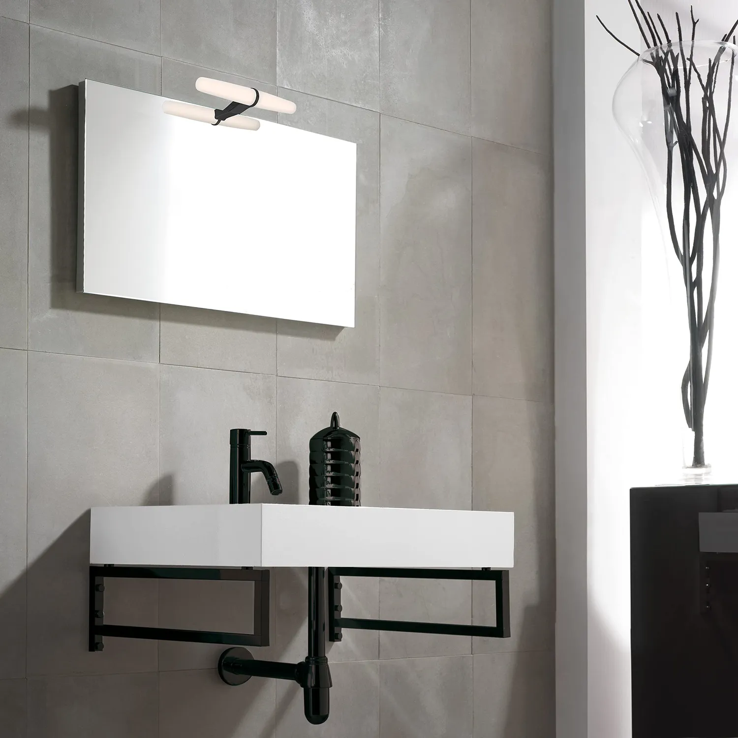 Emuca Faretto LED Specchio Bagno 233mm Nero IP44
