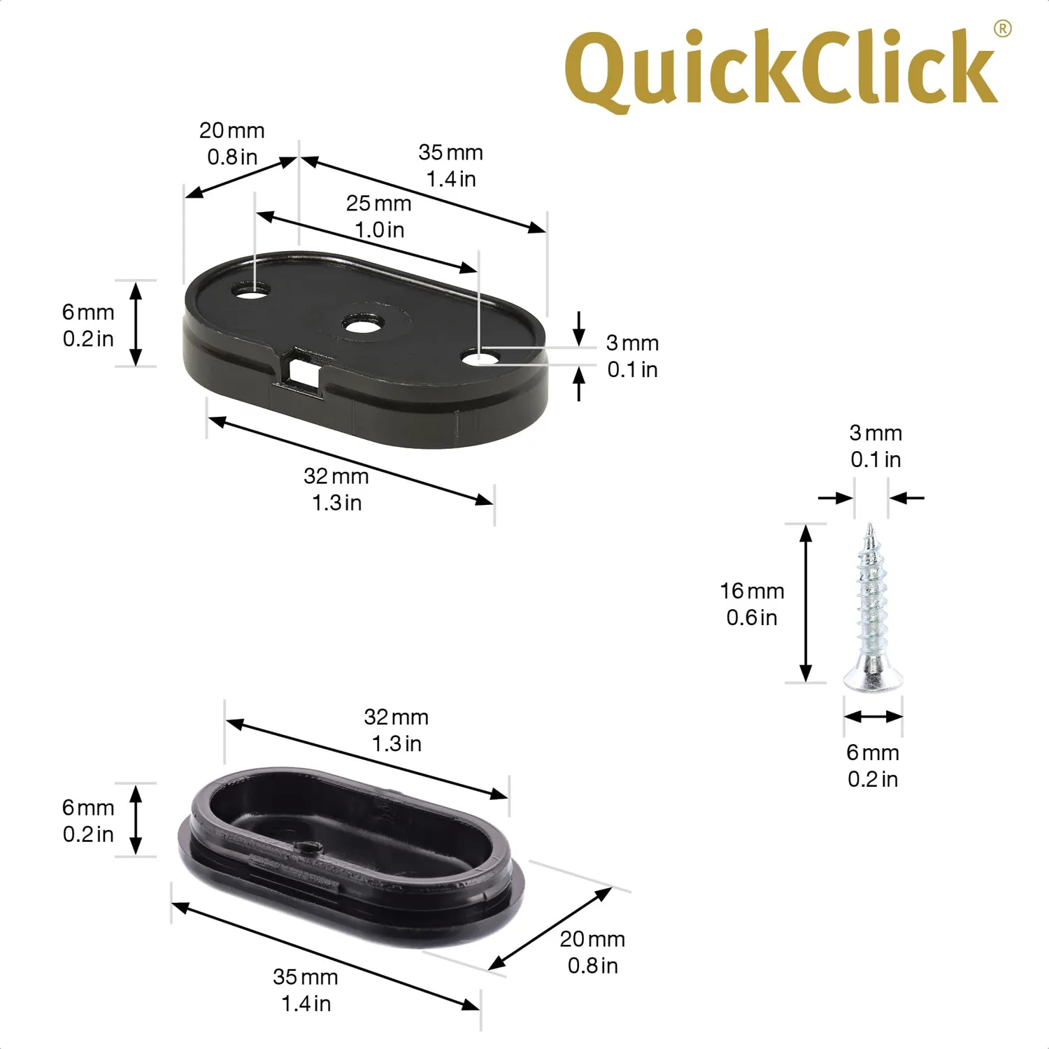 Wagner QuickClick 15783300 piedini avvitare Black 4pz 35x20 mm