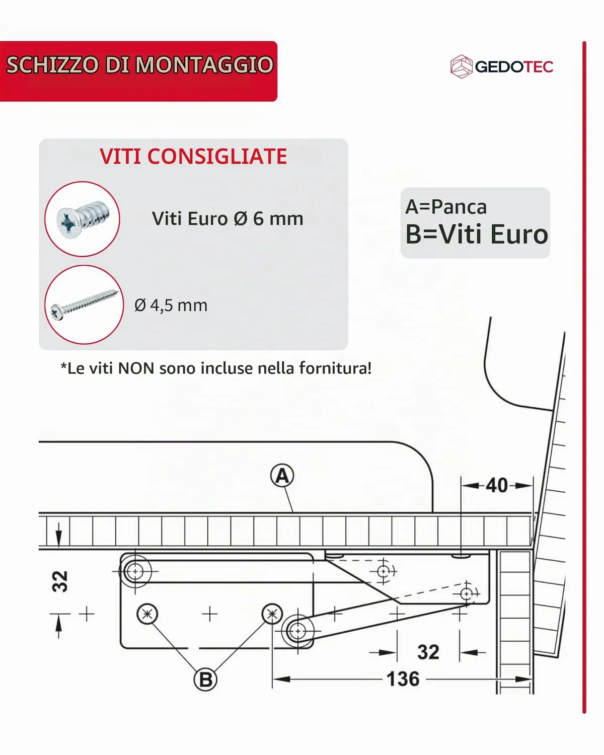 Gedotec Cerniera panca angolo 8 kg 1 paio zincato