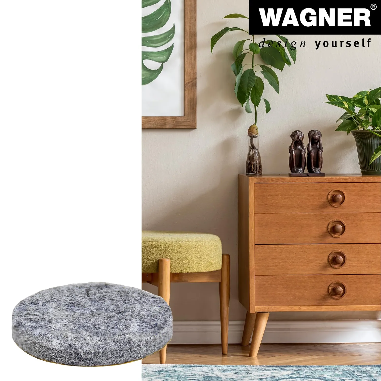 Wagner Big Pads 15124599 feltrini Ø45 mm grigi 4 pezzi extra spessi