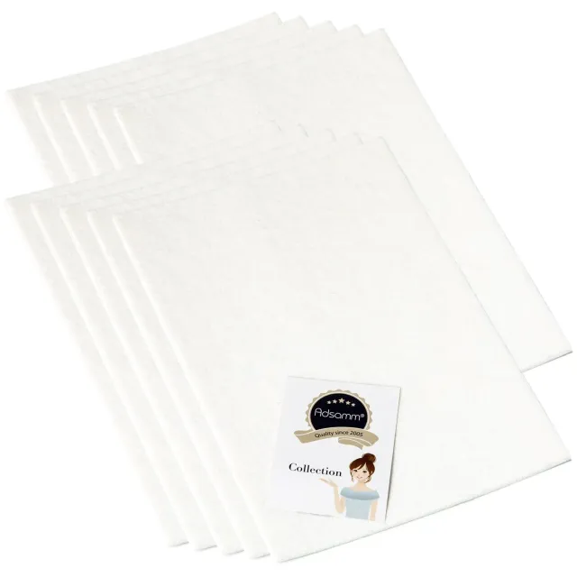 Adsamm feltrini autoadesivi fogli 20x30 cm bianchi 10 pz 3,5 mm