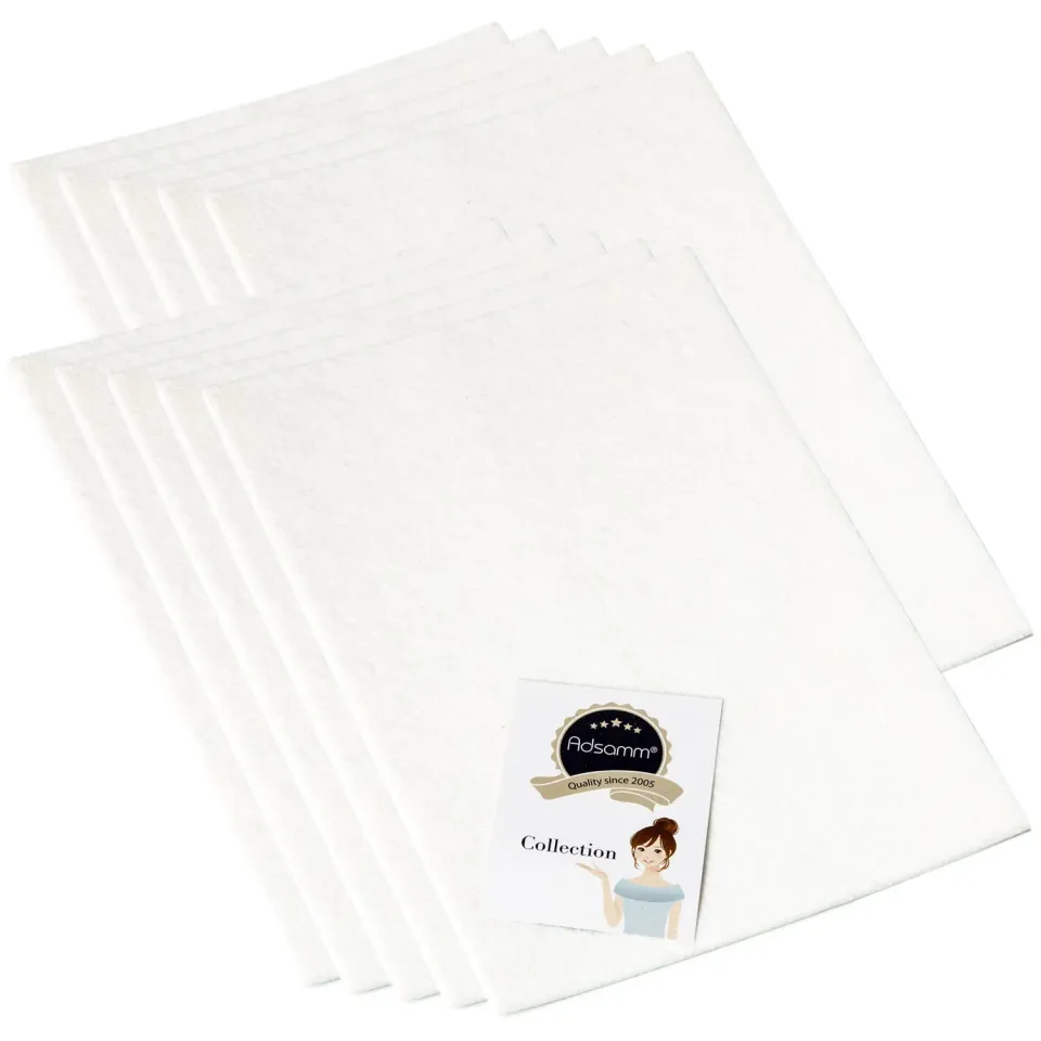 Adsamm feltrini autoadesivi fogli 20x30 cm bianchi 10 pz 3,5 mm