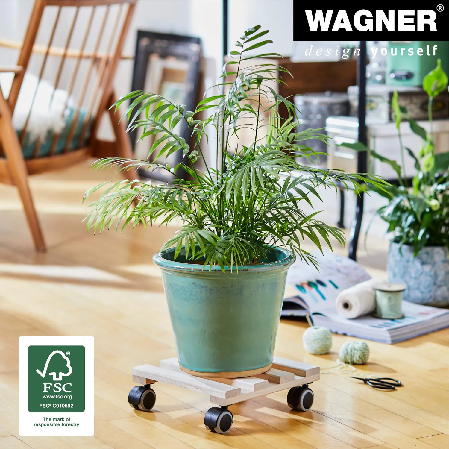 Wagner Paletti carrello piante 25x25 cm faggio morbido