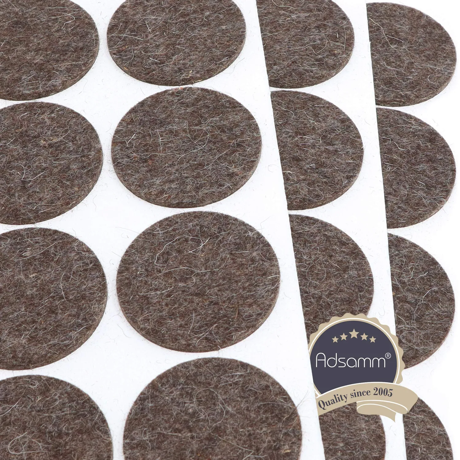 Adsamm Feltrini Lana Ø 50 mm Marrone 8 Pezzi Extra Soft