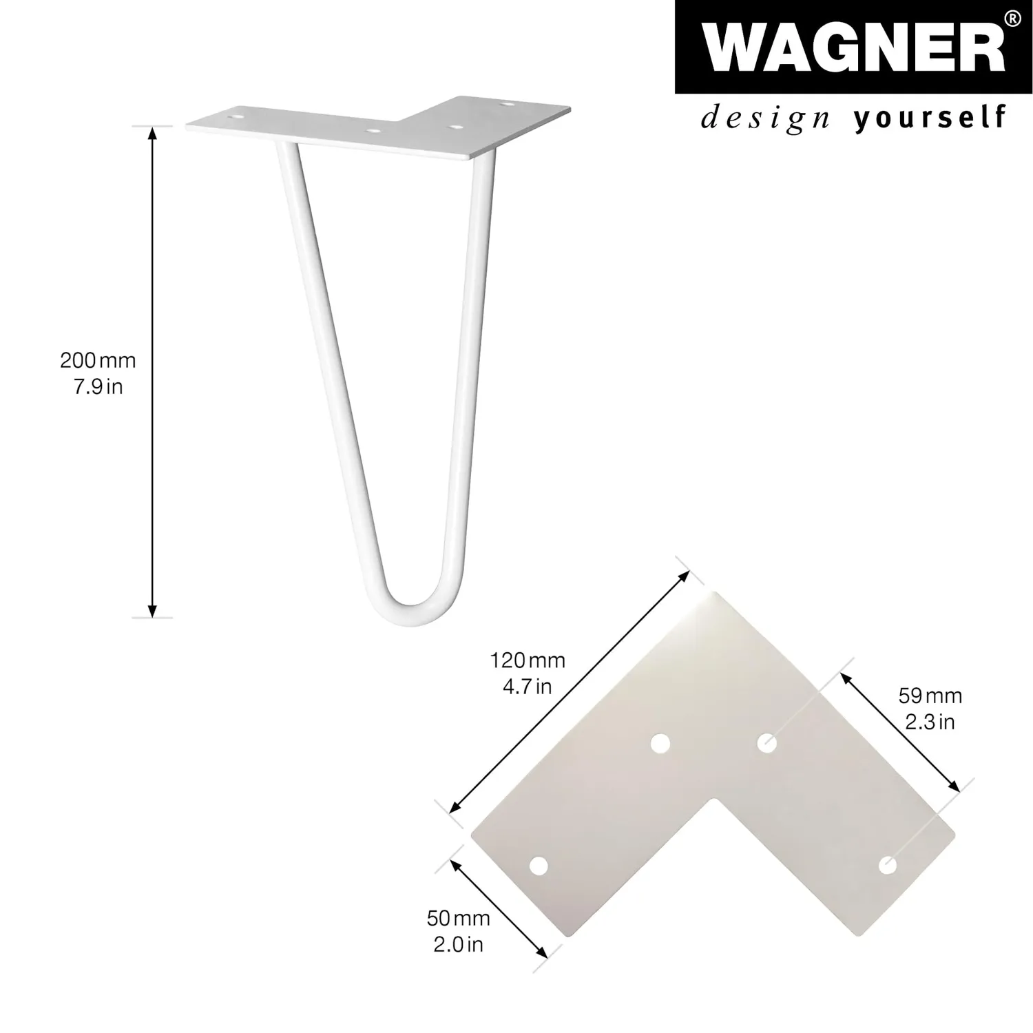 Wagner Hairpin gambe mobili acciaio grigie 20 cm set 4 pezzi