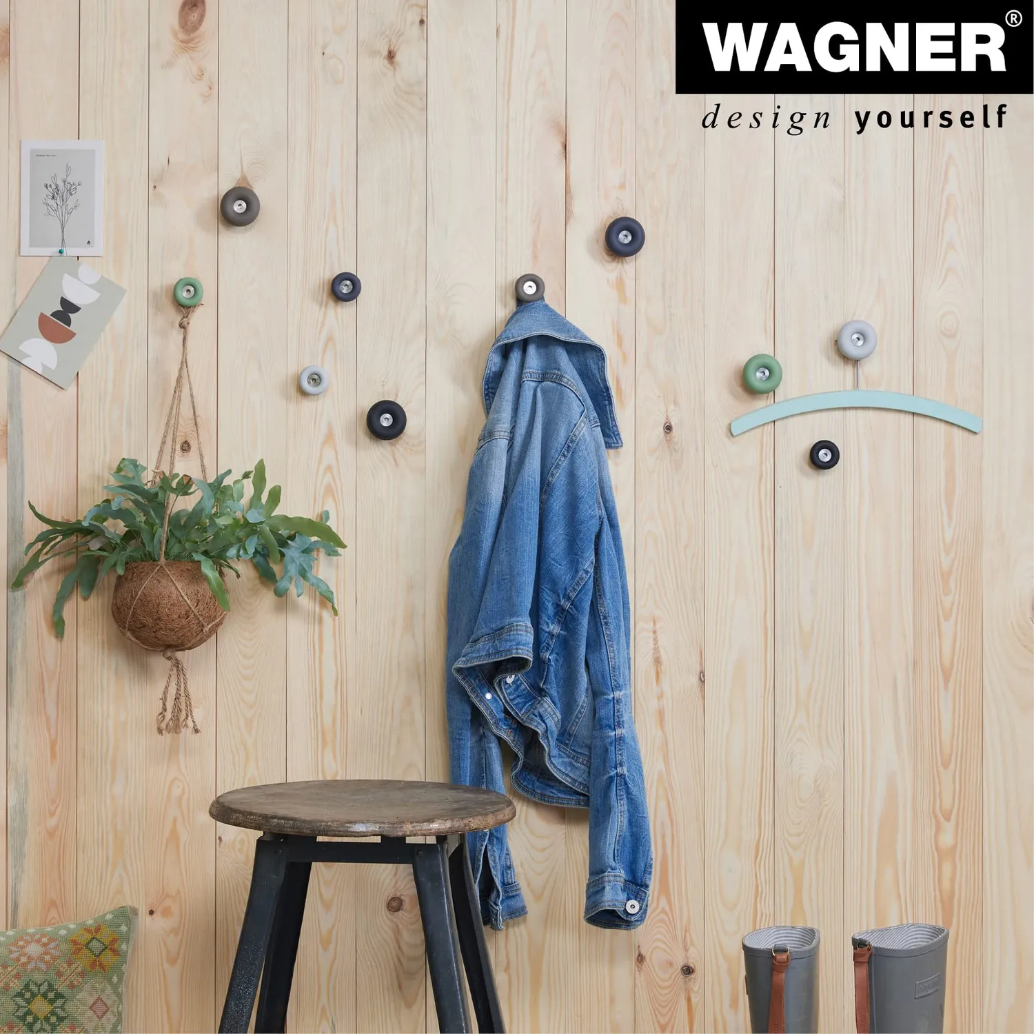 WAGNER hooks4home DOT ganci parete set 4 pezzi nero