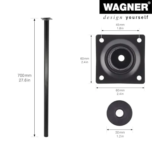 Wagner Classic Retro gamba tavolo Ø30x700 mm nera