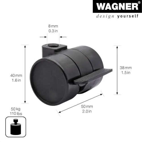 Wagner Design 01021001 rullo mobili duro con freno 38 mm