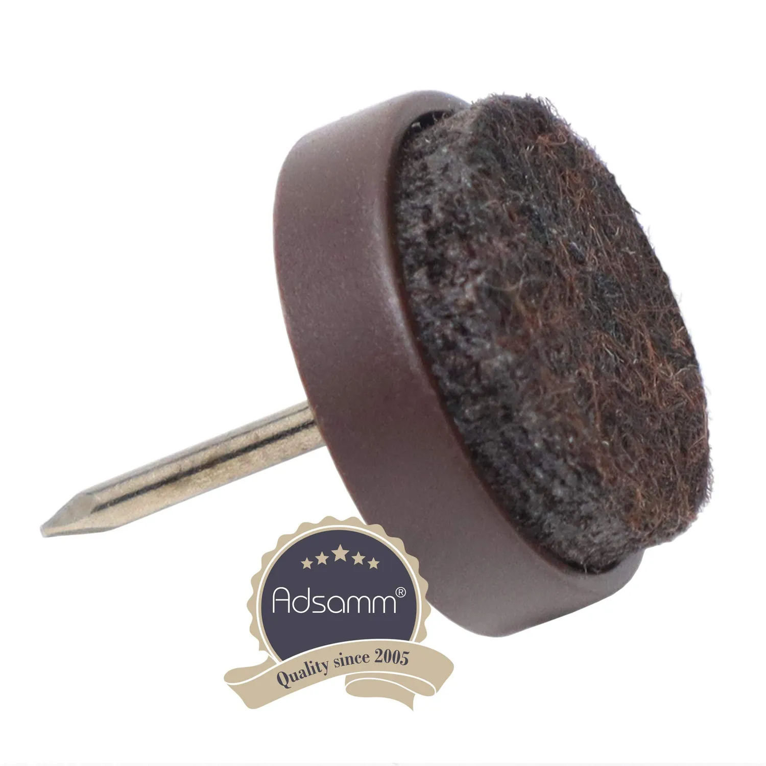 Adsamm feltrini con chiodo marroni 4 pezzi Ø 17 mm base feltro