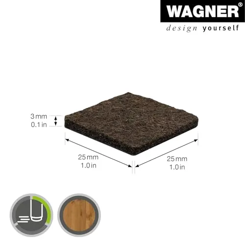 Wagner 15172699 feltrini quadrati 25x25 mm marrone 24 pezzi adesivi