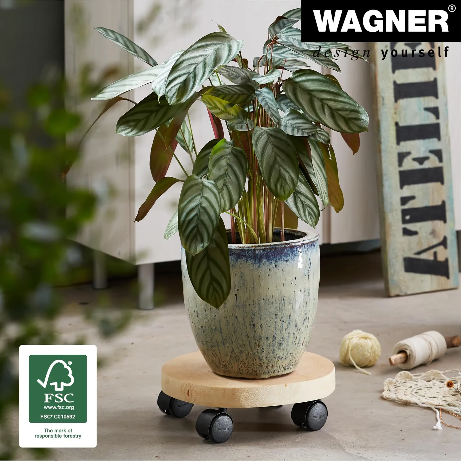 Wagner Carrello per Piante Tondo Betulla Ø 25-30 cm 100 kg