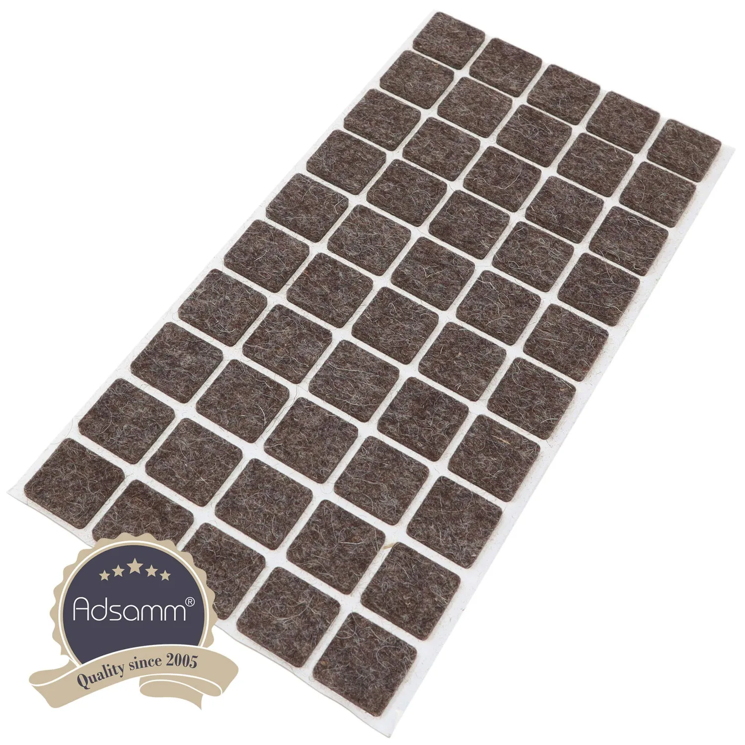 Adsamm feltrini autoadesivi quadrati 20x20 mm marroni 50 pezzi lana