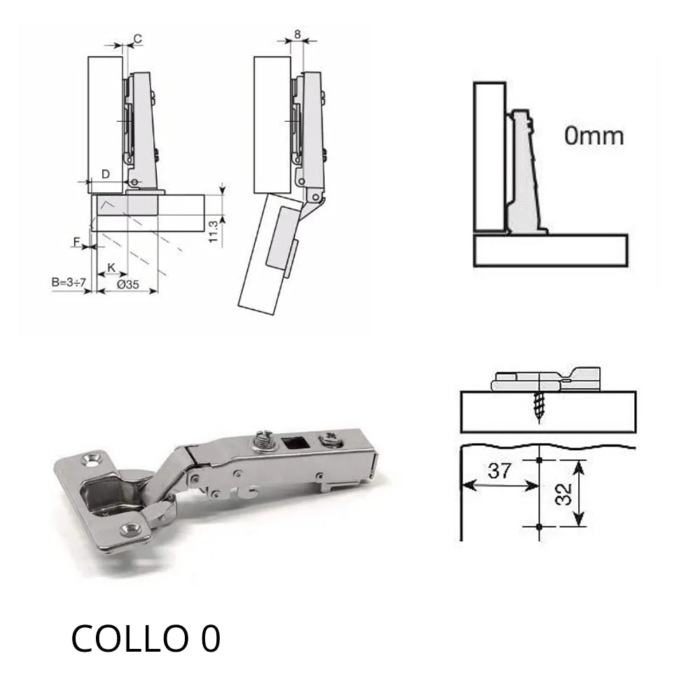 Indaux Cerniere Ammortizzate Collo Dritto H2 4pz Soft