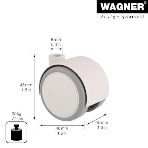 Wagner 01670401 rotella mobili bianco-grigio 1 pz morbida 35 kg