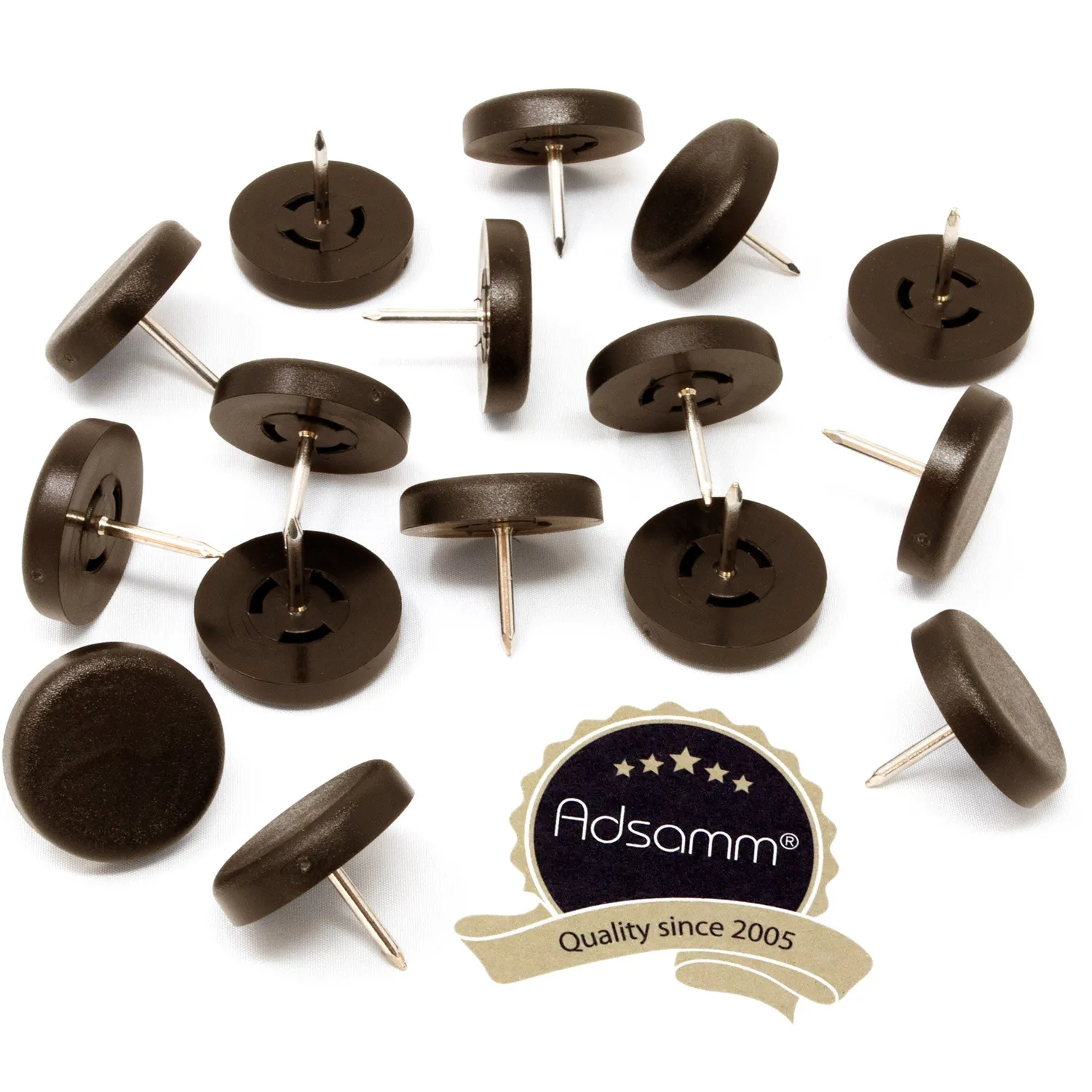 Adsamm PG-N-BR-25-16 Pattini Plastica Ø25 mm Marrone 16 pz