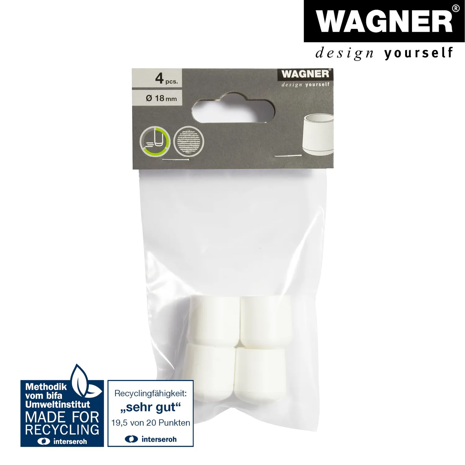 Wagner 15062799 tappi per tubi acciaio 4 pezzi Ø 18/22 mm bianchi