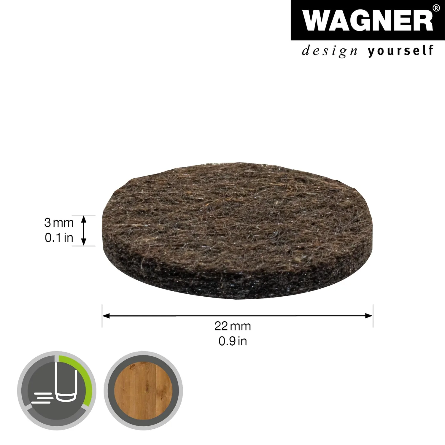 Wagner 15132299 feltrini adesivi 24 pezzi Ø 22 mm marroni