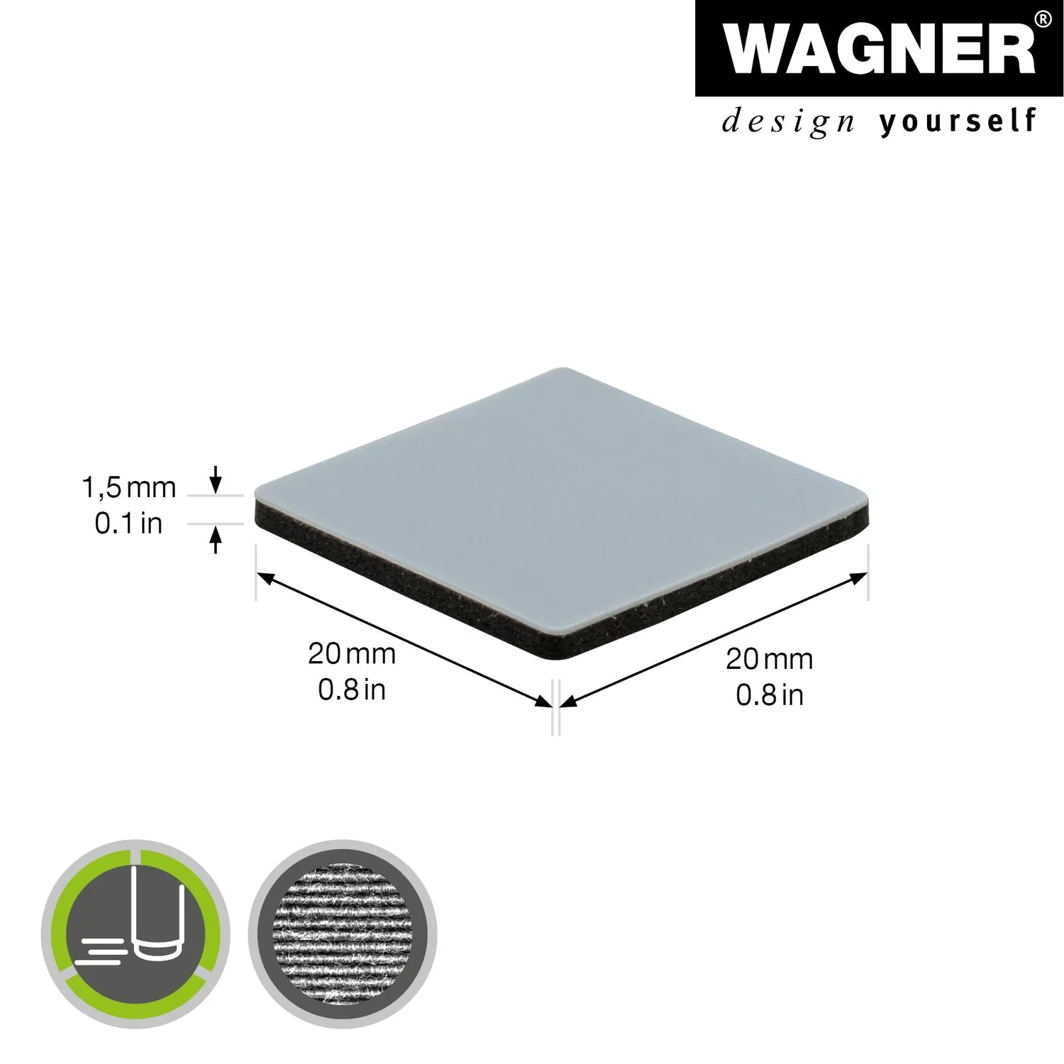 Wagner EH 1220 16122099 pattini PTFE 16 pezzi quadrati autoadesivi