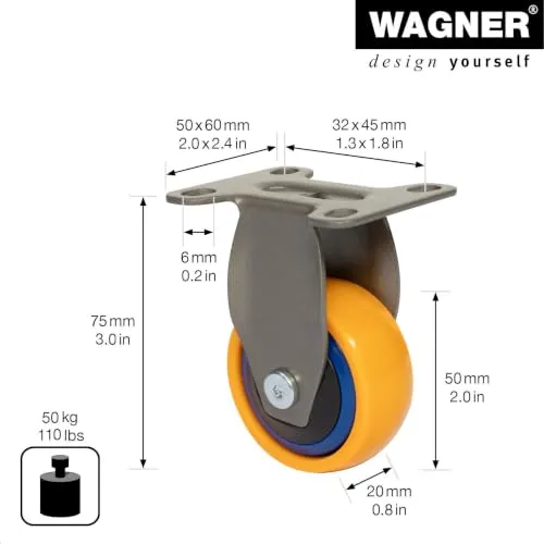 Wagner Design 01245001 rotella fissa giallo-blu 50 mm