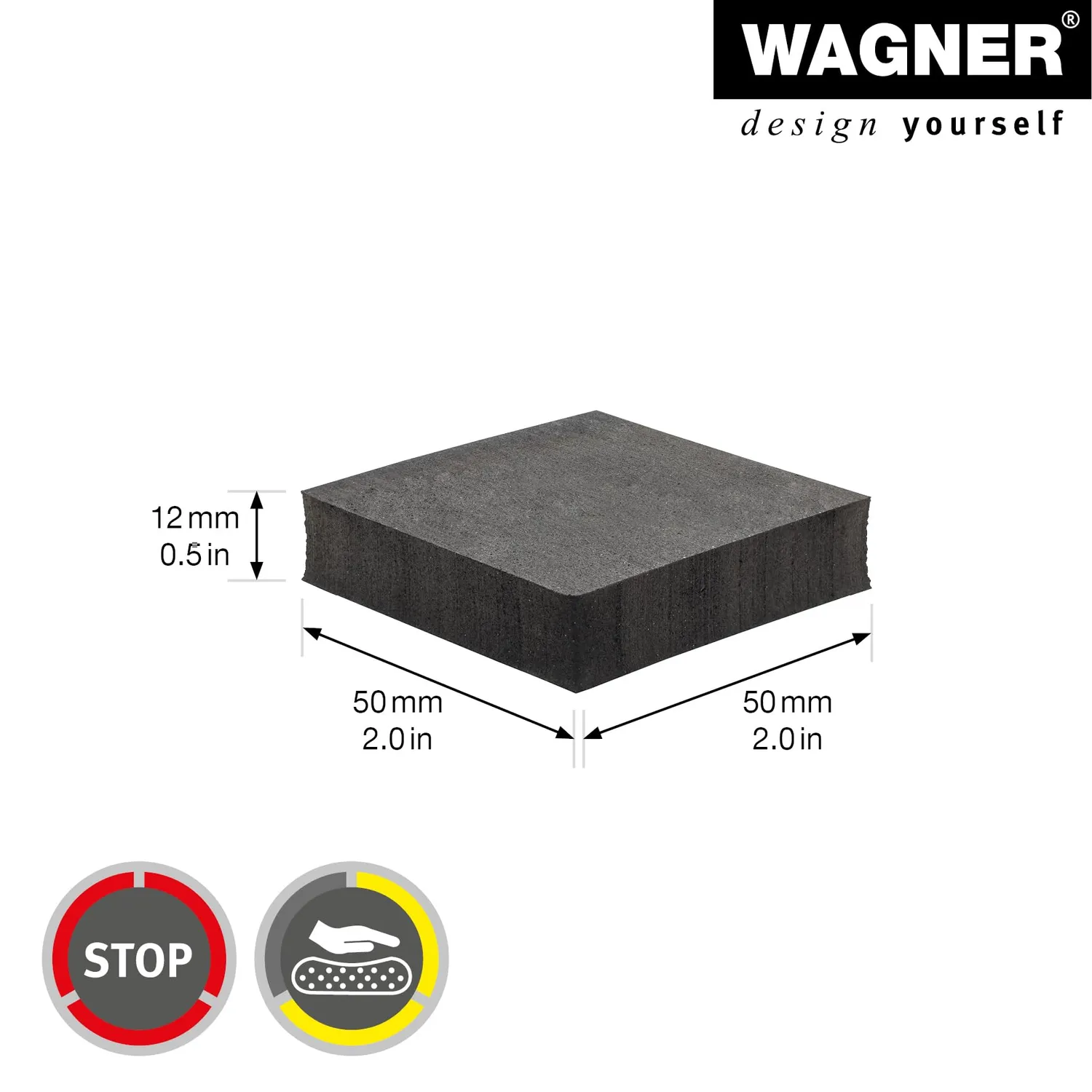 Wagner 15195099 antivibranti lavatrice 2 pezzi 50x50 mm neri