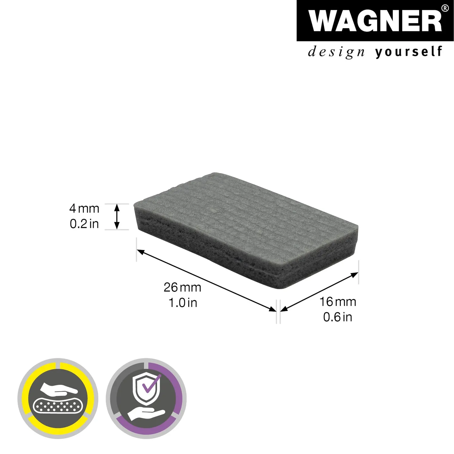 Wagner Soft Pads 16032699 paracolpi EVA grigi 16x26 mm 16 pezzi