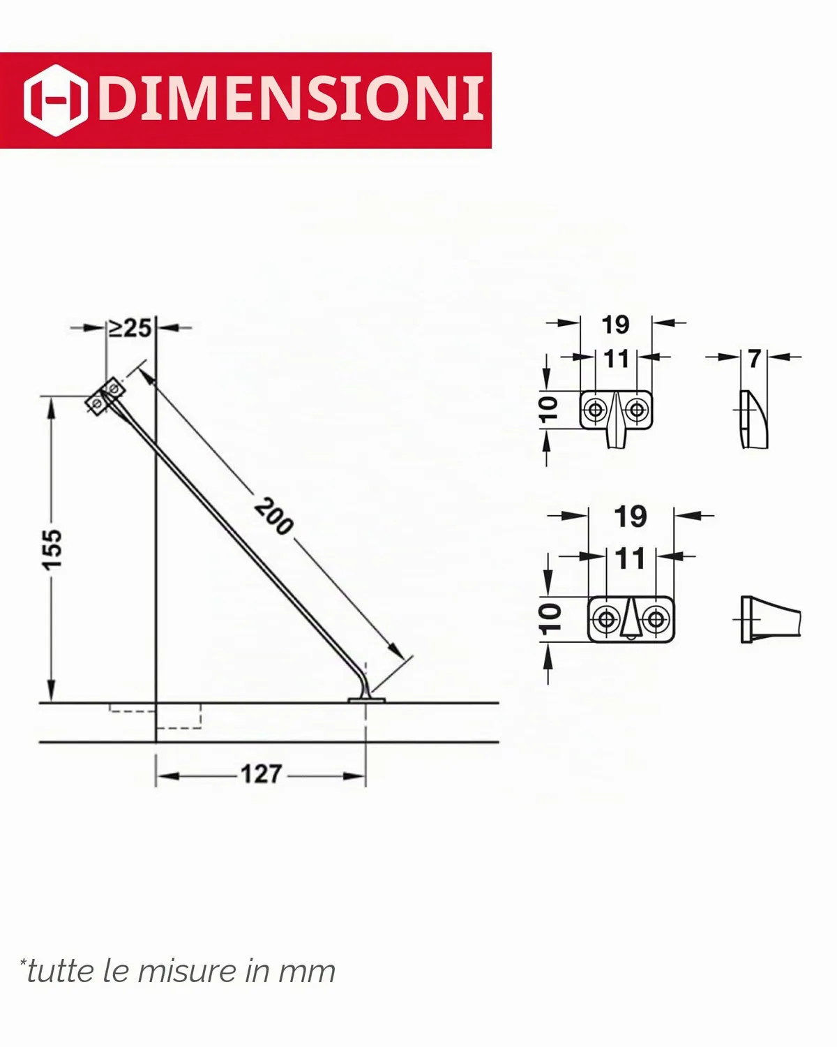 Gedotec H3951 Cerniera Ribalta 200 mm Marrone 2 Pezzi