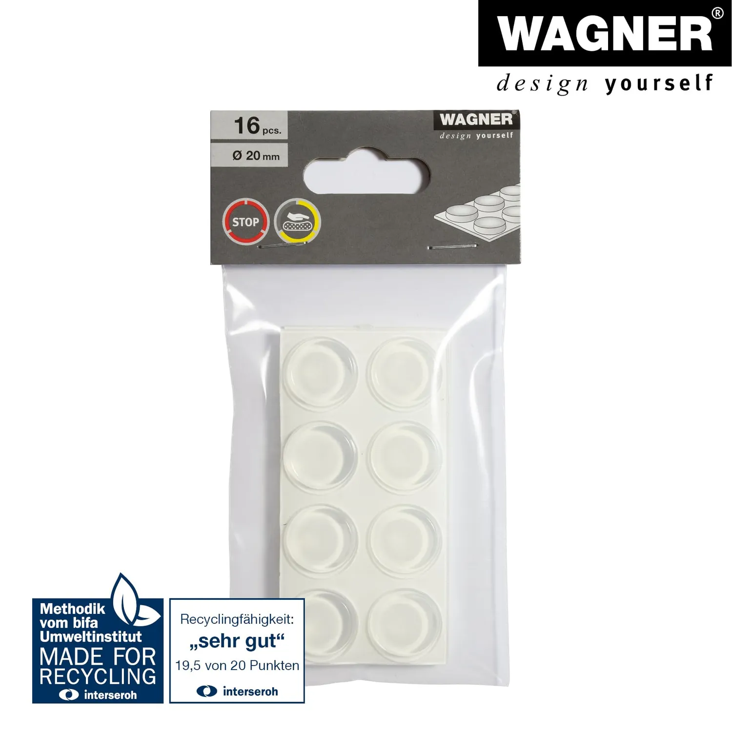 Wagner 15300499 Paracolpi Elastici 20mm 16 Pezzi Trasparenti