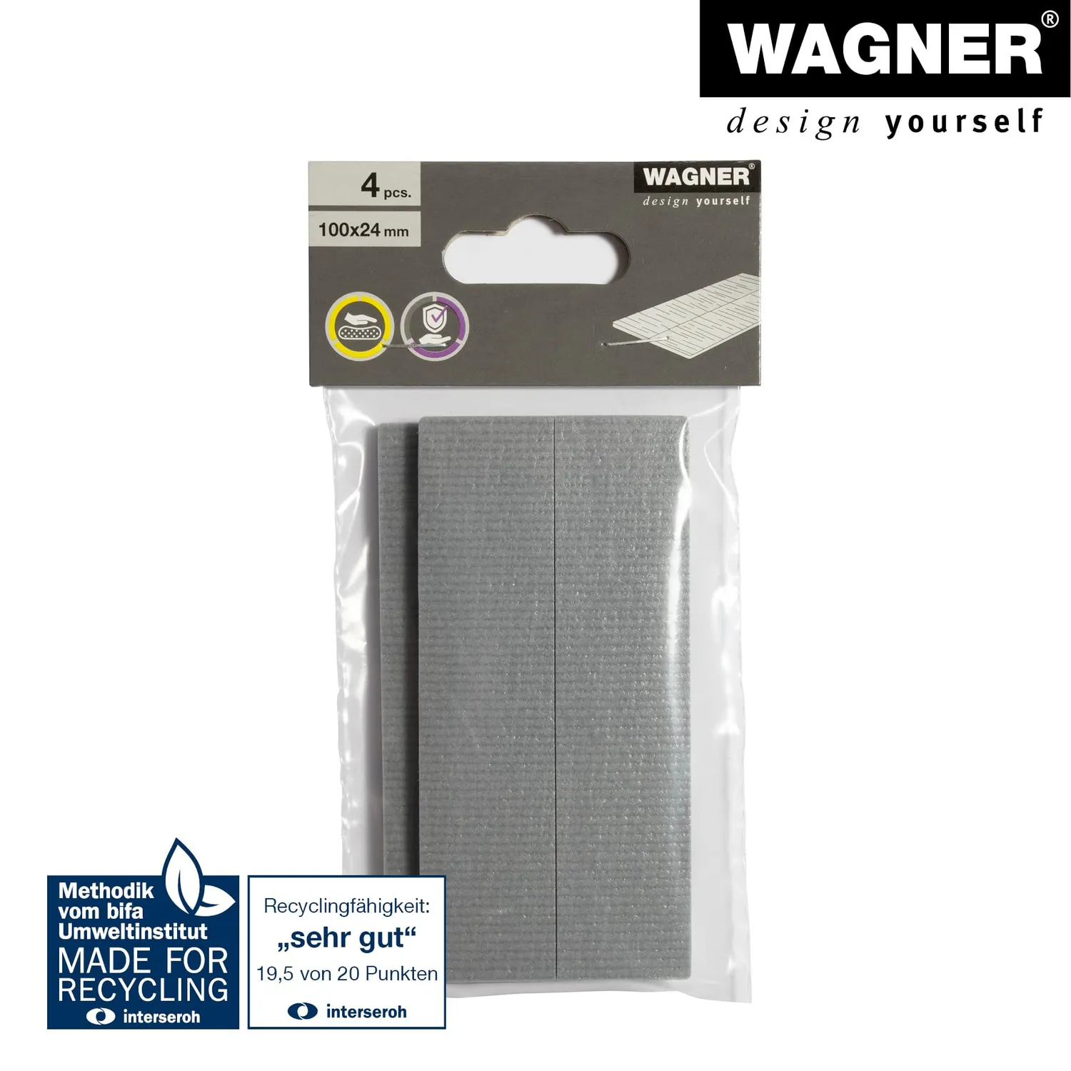 Wagner 16030099 cuscinetti EVA grigi 4 pezzi 100 mm